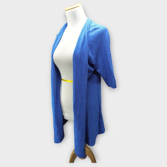 Womens Eileen Fisher Blue Open Front Cardigan Linen Blend Size PL - Picture 3 of 6